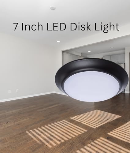 Satco 62-1803R1 7 Inch LED Disk Light, CCT Selectable 2700K-5000K, 780 Lumens, 9.5W, Triac Dimmable, 90 CRI, Wet Rated, Bronze Finish, 120 Volt, Energy Star JA8 (12 Pack)
