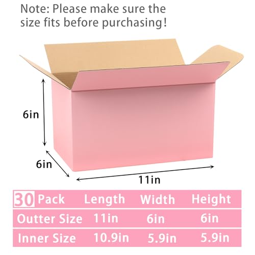 Pink Shipping Boxes Medium 11x6x6 Inches, 30 Pack Corrugated Cardboard Boxes for Packaging Small Business Mailing - color: Pink, size: 11x6x6 Inch
