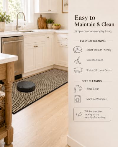 eqivei Kitchen Runner Rug, 24" x 59", Non-Slip Washable Kitchen Floor Mat - color: Black Gold