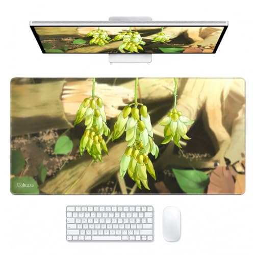 Extended Desk Mat Green Leaf Mouse Pad Large Keyboard Pad 35.4 x 15.7 Inch - color: Ancient Wood Rattan