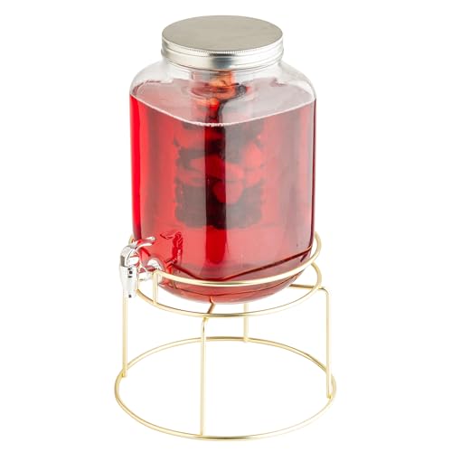 TableCraft Wire Stand for Beverage Dispensers, 11" x 11" x 8", Powder-Coated Gold Steel Elevated Beverage Display Stand with 6 Inch Faucet Clearance, Fits BDG1000, BDG2000, BDG3000, 10090 and 10699