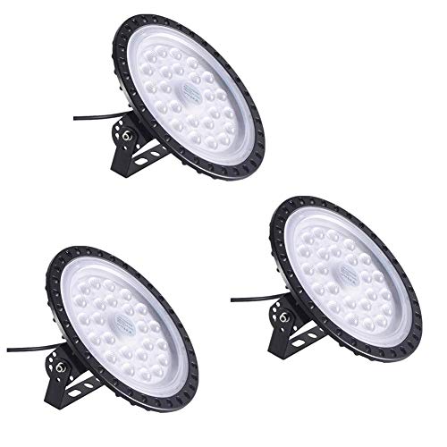 100W LED High Bay Light lamp Factory Warehouse Industrial Lighting 10000 Lumen 6000-6500K IP65 Warehouse LED Lights- Commercial Bay Lighting for Garage Factory Workshop Gym (100W 3) - size: 100W 3pcs