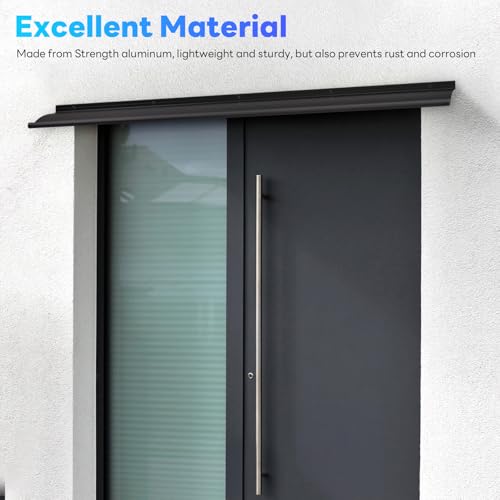 4" Extra-Wide Door Rain Drip Guard, 40" L Heavy Duty Aluminum Thickened Window Door Rain Deflector, Door Drip Cap, 0.8" Height Overhead Drip Edge (Black) - size: 40in-Black