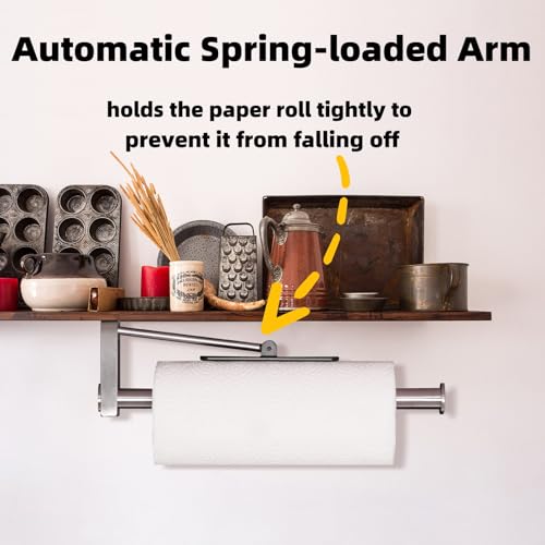 Under Cabinet Paper Towel Holder, One-Hand Tear Kitchen Paper Towel Holder - color: Sliver
