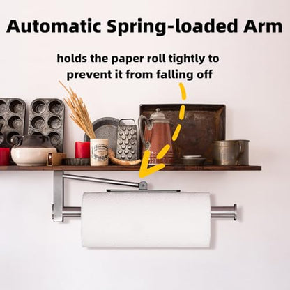 Under Cabinet Paper Towel Holder, One-Hand Tear Kitchen Paper Towel Holder - color: Sliver