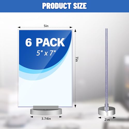 RattanView 6 Pcs Acrylic Rotating Sign Holder 5 x 7 x 2.5 Inches - size: 5 x 7 x 2.5 Inches