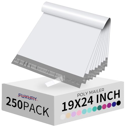 Fuxury Poly Mailers 19x24Inch 250Pcs,Waterproof Shipping Bags for Clothing - color: White, size: 19x24" 250pcs