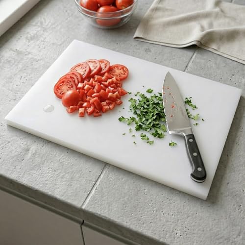 Commercial Cutting Board, Plastic Poly Kitchen Board Dishwasher Safe, Heavy Duty Food Prep Surface for Restaurant Use (18"L x 12"W x 0.57"Th) - color: White, size: 18"L x 12"W