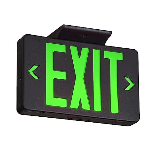 TANLUX Green Exit Sign with Black Housing, LED Emergency Exit Light with Battery Backup, UL Listed, Hardwired Exit Signs with Emergency Lights, Commercial Emergency Lights for Business - 1 Pack - color: Black Housing+Green Letter, size: 1 Pack