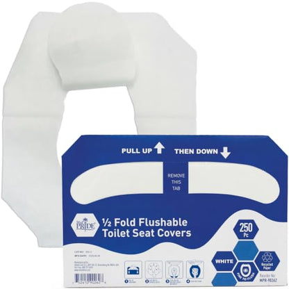 MED PRIDE Disposable Toilet Seat Covers,Flushable,Septic Safe,250 Count