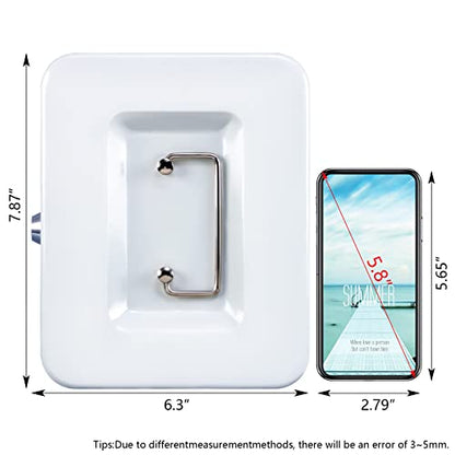 KYODOLED Medium Cash Box with Money Tray,Small Safe Lock Box with Key,Cash Drawer,7.87"x 6.30"x 3.54" White Medium - color: White-1PACK, size: Medium