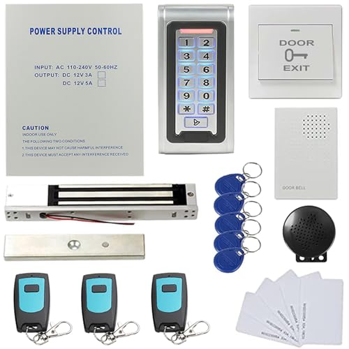 3 Remote Openers 600lbs Magnetic Lock System Outdoor IP68 RFID PinPad Access Control Entry Security with Power Supply Box(Can Add Backup Battery) Buzzer Sounder - style: Mag Lock(Battery Support)