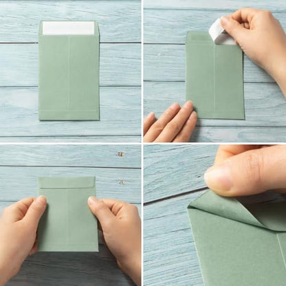 100 Pack Seed Envelopes Self-Adhesive, 3 1/4 x 4 1/2 inches, Sage-Green - color: Sage-Green