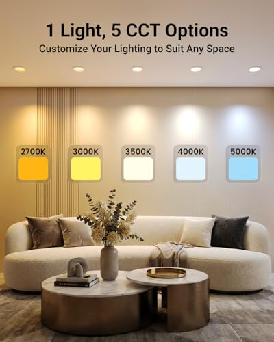 Sunco 2 Pack 6 Inch Retrofit LED Recessed Lights, 5CCT, 13W=100W, Dimmable - size: 6 Inch (2 Pack)