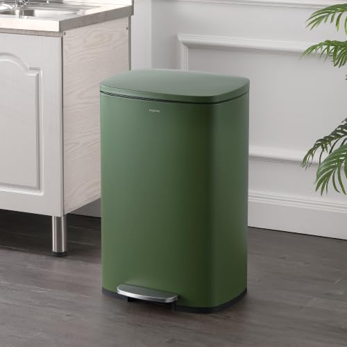 happimess Connor 2-Piece Iron Trash Can, Pine Green - color: Pine Green