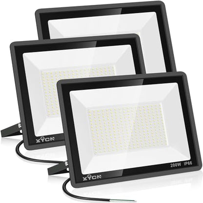 XYCN 200W LED Flood Light(3 Pack), Super Bright 22500lm Security Lights, IP66 Waterproof Outdoor Flood Light, 5000K Daylight Floodlight for Yard, Garden,Basketball Court, Arena - color: 200W 3pack led flood light