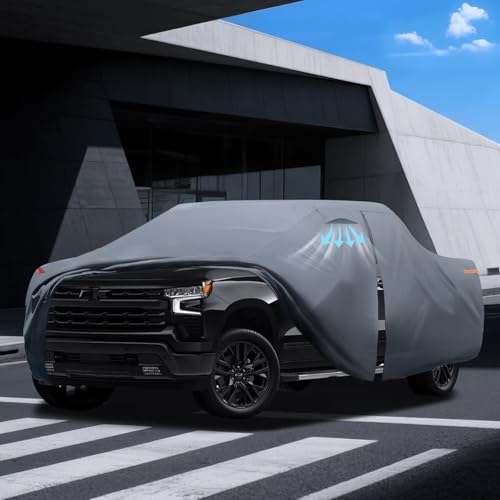 Ram 1500 Truck Cover Custom Fit 2009-2025 Crew Cab Short Bed(5.75') with Door Zipper, 10 Layer Outdoor Heavy Pickup Truck Cover Waterproof All Weather, Car Tarp for Wind Dust Sun etc Protection. - size: Ram 1500 2009-2026 Crew Cab SB+Towel+Bag