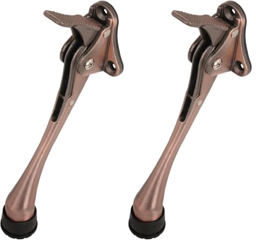One Touch Kickdown Door Stopper, Door Holder, Heavy Duty Door Stops, Bottom of Door, Height-Adjustable Rubber Tips by HASHI (Antique Bronze 6 inch x 1pack) (Pack of 2) - color: Antique Bronze, size: 6 INCH X 2 PACK