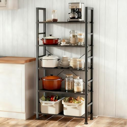 5 Tier Bookshelf, Free Standing Bookcase with Open Storage Shelves - color: Classic Black, size: 5 Tier