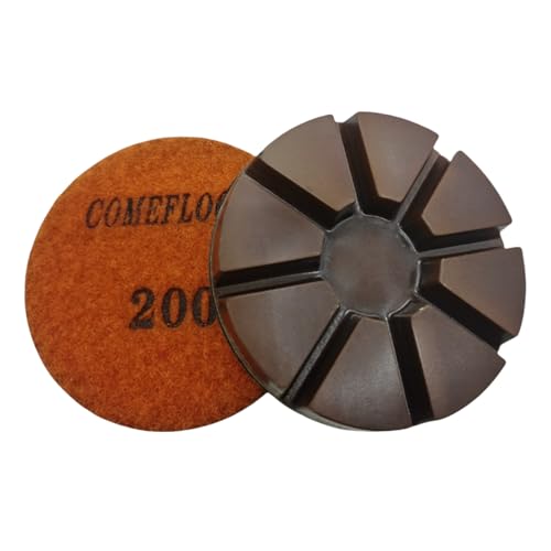 Hybrid Transitional Diamond Polishing Pucks for Concrete Terrazzo Floor, Aggressive Hook and Loop Grinding Pads, 3 Inch Sharp Copper Bond Disc, 200#, 3PCS - style: 200#