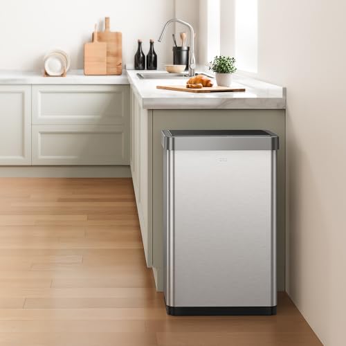 EKO Mirage X 80 Liter / 21.1 Gallons Motion Sensor Trash Can or Recycling Bin, Automatic Large Kitchen Trash Can Touchless, Stainless Steel - size: Mirage X 80 liter - Stainless Steel