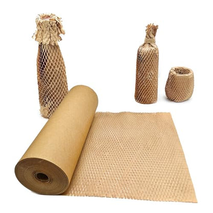 Honeycomb Packing Paper, 15" x 262' Honeycomb Cushioning Wrap Roll for Moving Shipping Packaging Gifts, Recyclable Honeycomb Paper Moving Supplies Bubble Paper Wrapping Protective Roll Khaki - size: 15" x 262'