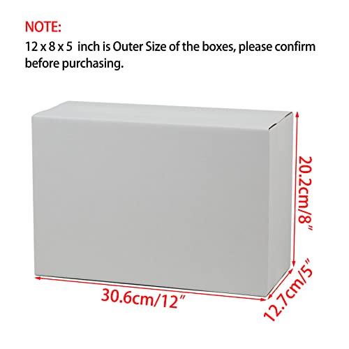 12x8x5 Inches Shipping Boxes, White Corrugated Cardboard Boxes for Small Bussiness, 25 Pack - color: White, size: 12 x 8 x 5 inch