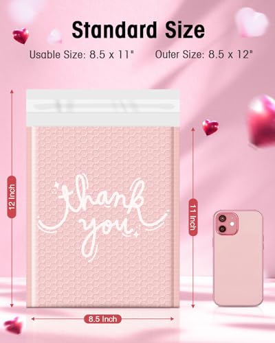 Cozymood Pink Bubble Mailers 8.5x12" 40 Pack Usable Size 8.5x11" Thank You - color: Thank You, size: 8.5 x 12" 40PC
