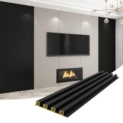 Slat Wall Panel 8-Pack, 118’’x6.1’’, Black - size: 118’’x6.1’’-Black