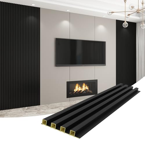 Slat Wall Panel 8-Pack, 118’’x6.1’’, Black - size: 118’’x6.1’’-Black
