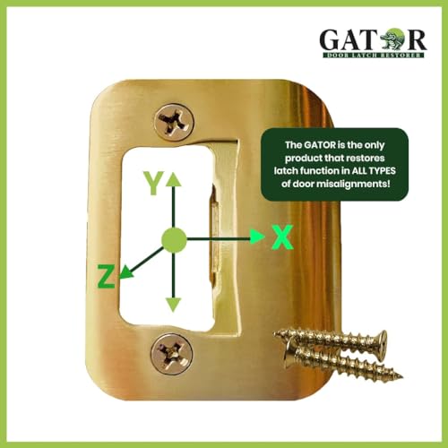 Gator Door Strike Plate 2-1/4" Latch Restorer, Bright Brass, 1-Pack - color: Bright Brass