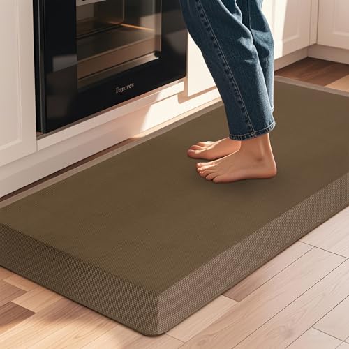 Tyrot Extra Thick Anti Fatigue Mat for Kitchen Floor, 20x39, Brown - color: Brown, size: 39"L x 20"W x 0.9"Th
