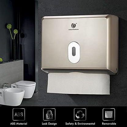 Commercial Paper Hand Towel Holder, Toilet Tissue Dispenser, Wall-Mounted Bathroom Tissue Dispenser Tissue Box Holder for Multifold Paper Towels (Champagne Gold) - color: Champagne Gold