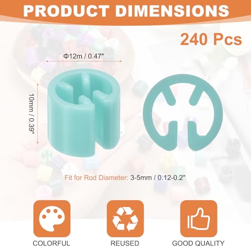 uxcell 240Pcs Clothes Hanger Size Markers Fit 3-5mm Rod Light Blue - color: Light Blue