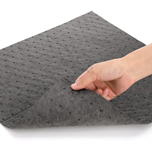 Okllen 50 Pcs Oil Absorbent Pads, 16"x18" Pigmats Spill Pads Dimpled Texture for Fast Spill Cleanup for Garage, Workshop & Industrial Use