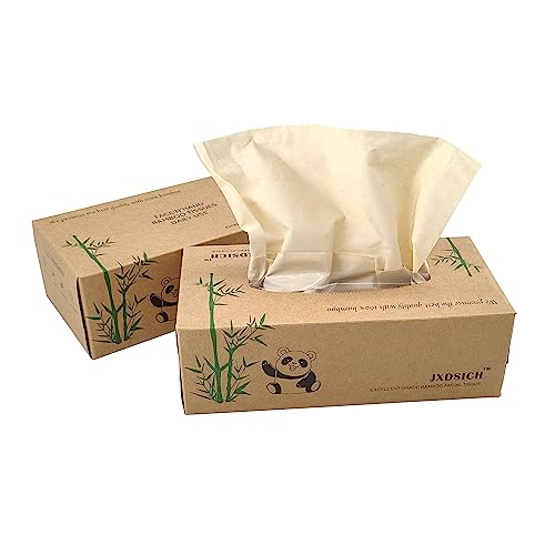 Bamboo Facial Tissues，soft nature bamboo facial tissue,100% virgin bamboo,Bulk carton of 8 boxes (100 Tissues per boxes,800 Tissues Total) | kraft paper Box, 3 Ply tissues