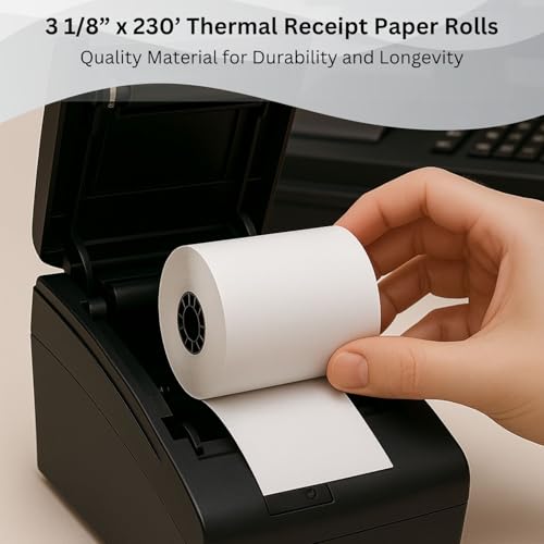 BAM POS 3 1/8” x 230’ Thermal Receipt Paper Rolls - BPA Free - Credit Card Paper - Point of Sale Cash Registers - 30 Rolls Per Case - size: 30 rolls