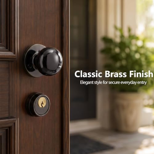 Tandefio 1 Set Double Cylinder Mortise Lock, Left Hand Reverse, Black - color: Black, style: Left Hand Reverse