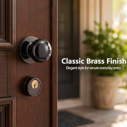 Tandefio 1 Set Double Cylinder Mortise Lock, Left Hand Reverse, Black - color: Black, style: Left Hand Reverse