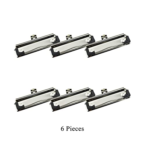 HAHIYO 3.94 Inches Metal Clipboard Clips with Rubber Grips 6 Pack Mountable Sturdy Strong Springs with Rivets Document File Wood Plastic Clips Board for Office School Home - style: Silver-3.94in-6p