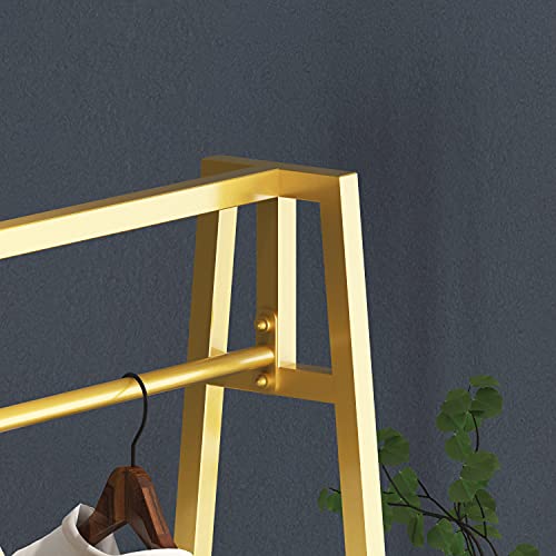 HOMEKAYT Gold Clothing Racks for Hanging Clothes,Modern Metal Heavy Duty Garment Rack,Portable Retail Display Rack Iron Clothing Racks 47''L-Gold - color: Gold