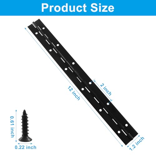 2Pcs 12 Inch Heavy Duty Piano Hinges, Black - size: 12 Inch