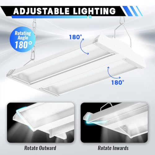 Allsmartlife LED Linear High Bay Light 4-Pack, 150W 20250LM 0-10V Dimmable 5000K Daylight, Adjustable Tilt Hanging LED High Bay Shop Lighting Fixtures for Garage Warehouse Workshop, ETL