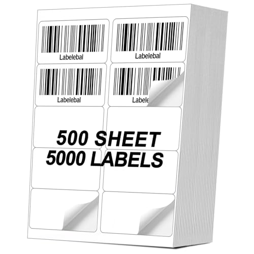 [500 Sheets 5000 Pcs] 10-UP 2''x4'' Shipping Labels for Laser & Inkjet Printers, 2" x 4" Mailing Stickers, 10 Pcs Per Page Shipping Labels,8.5"×11" White 500 Sheets for Printer - color: 10 Up - 5000 Labels