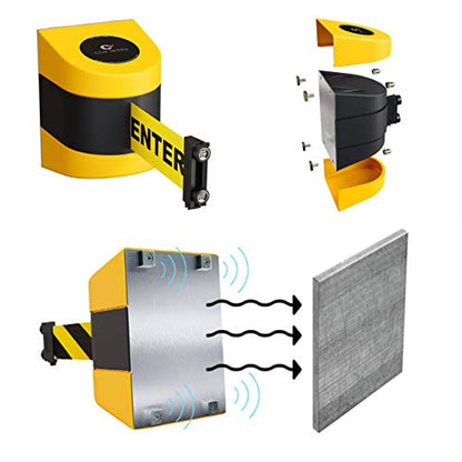 Crowd Control Warehouse Magnetic Wall Mount Retractable Belt Barrier, 30 Ft - color: CLEANING IN PROGRESS, size: 30 foot belt