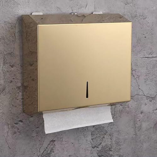 Comercial Paper Towel Dispenser Wall Mount, Stainless Steel Hand Towel Dispenser with Lock, Trifold/C Fold Paper Towel Holder for Bathroom Kitchen Office Public Places, Large Capacity Tissue Holder - color: Gold