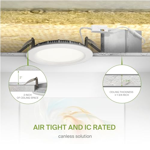 ASD LED Recessed Lighting 6 Inch, Round Commercial Downlight, Mini Panel with Baffle Trim, 6" 15W 120-277V CCT Selectable 2700/3000/3500/4000/5000K, Dimmable Ceiling Light Fixture, White, ETL - color: 1 Pack, size: 6 Inch White