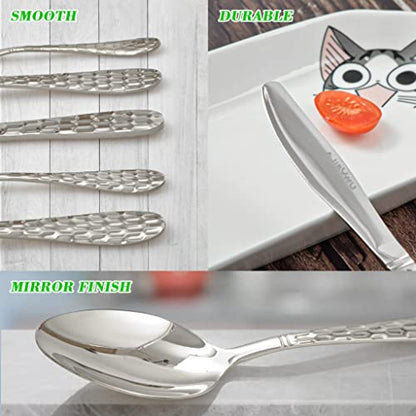 20-Piece Silverware Set, Flatware Cutlery Silverware Set Service for 4, 18/10 Hammered Stainless Steel Utensils Tableware Set Include Knife Spoon Fork, Unique Design, Mirror Polished (Silver) - color: Silver