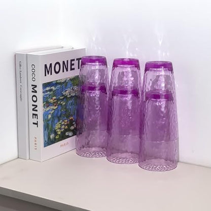 26-Ounce Plastic Tumblers (Set of 6), Reusable Plastic Mugs, BPA-Free Acrylic to Drink Mugs, Shatter Resistant, Textured Interior, Dishwasher Safe (Purple, 26 Ounce) - color: Purple, size: 26 Ounce