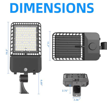 300W LED Parking Lot Light 42000LM Arm Mount for Street-4Pack